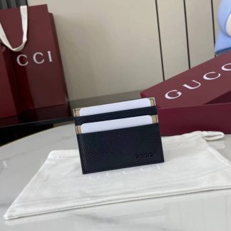 Gucci Logo Navy Blue Bi-color Card Case 817043