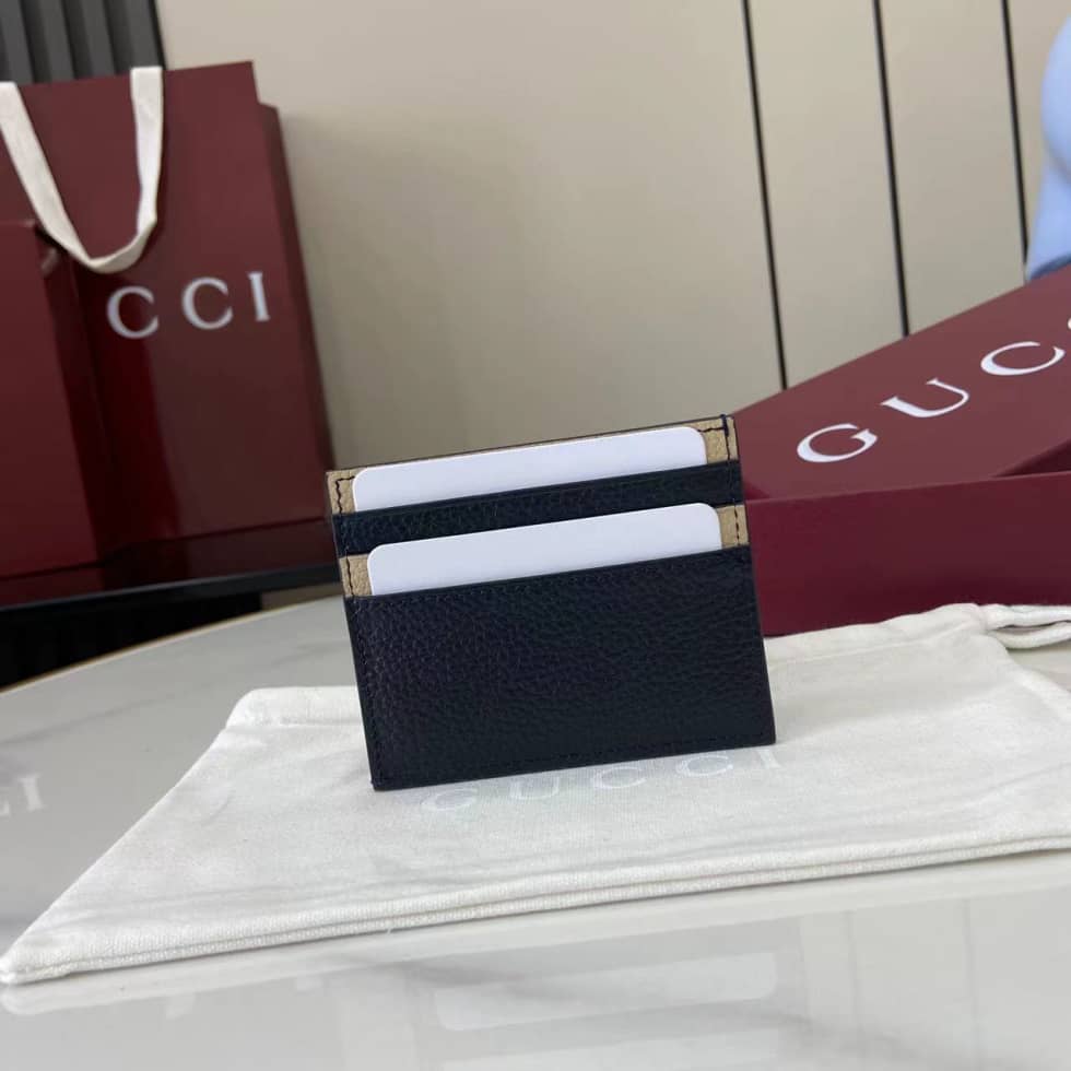 Gucci Logo Navy Blue Bi-color Card Case 817043_1_159658 Gucci Logo Navy Blue Bi-color Card Case 817043