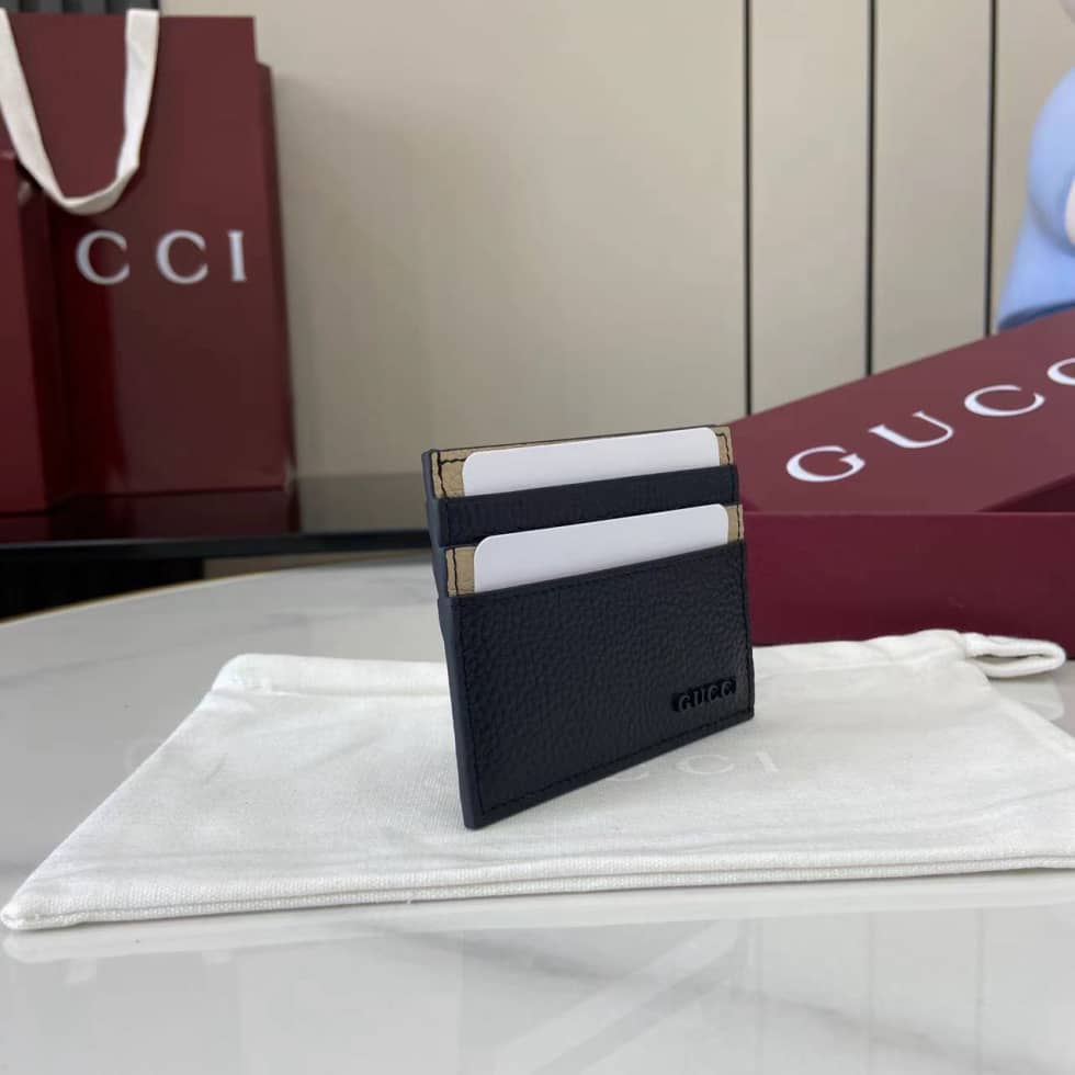 Gucci Logo Navy Blue Bi-color Card Case 817043_2_159658 Gucci Logo Navy Blue Bi-color Card Case 817043