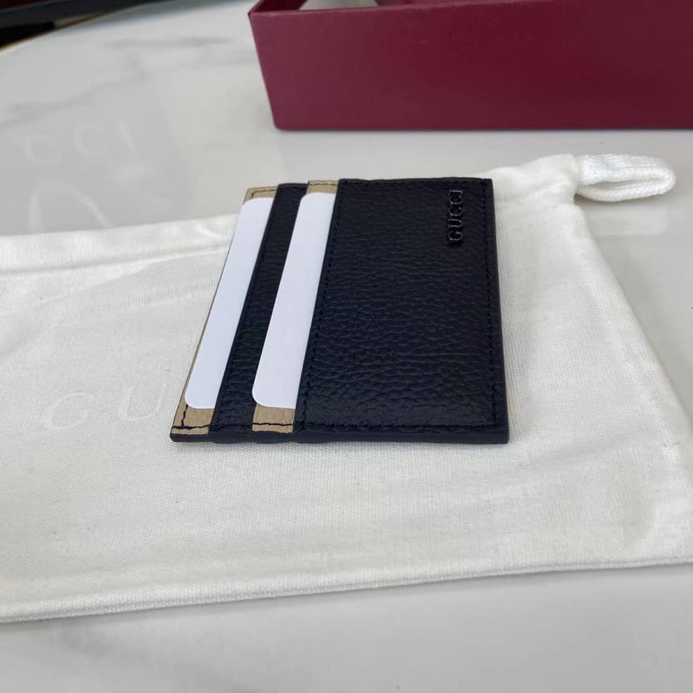Gucci Logo Navy Blue Bi-color Card Case 817043_3_159658 Gucci Logo Navy Blue Bi-color Card Case 817043