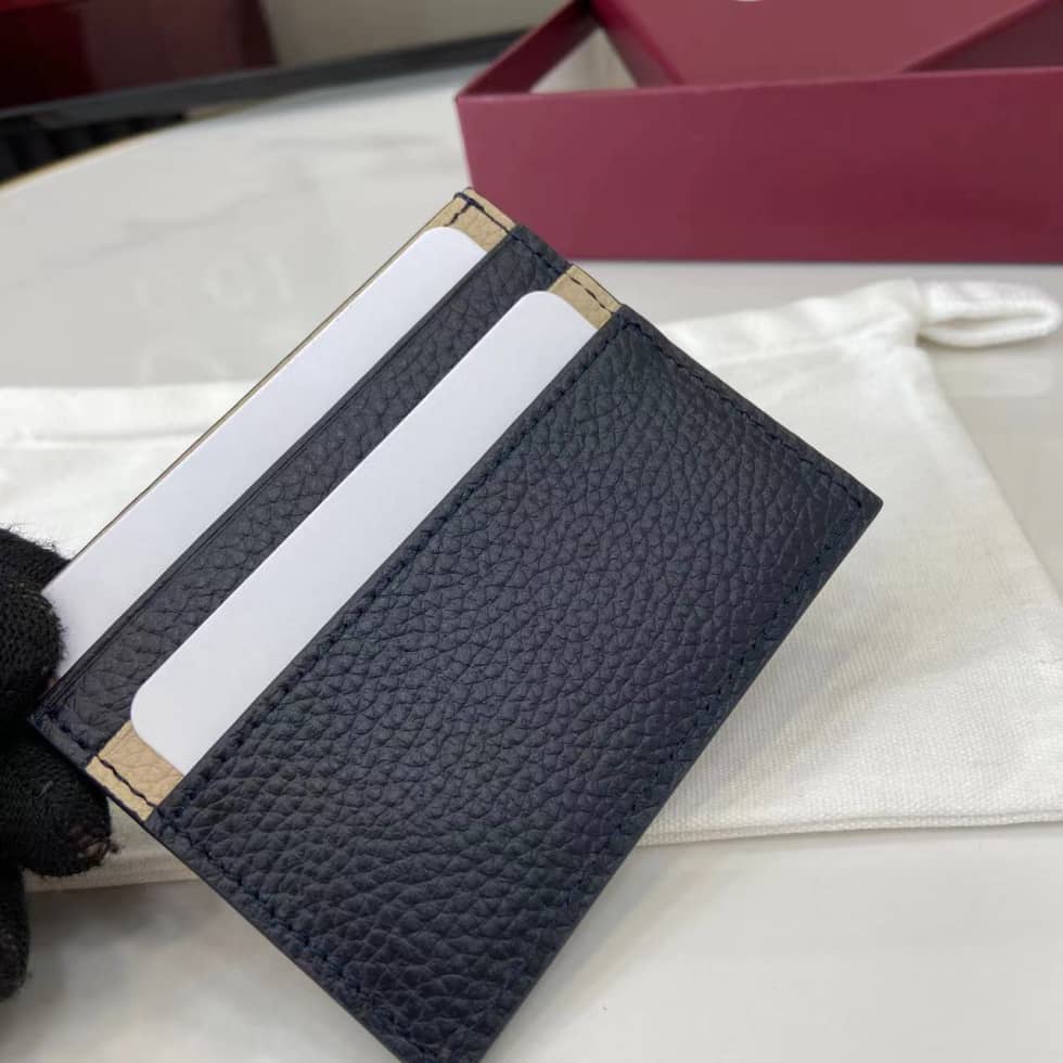 Gucci Logo Navy Blue Bi-color Card Case 817043_4_159658 Gucci Logo Navy Blue Bi-color Card Case 817043