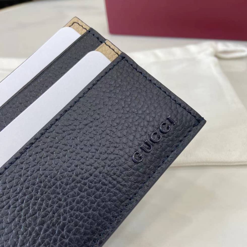 Gucci Logo Navy Blue Bi-color Card Case 817043_5_159658 Gucci Logo Navy Blue Bi-color Card Case 817043