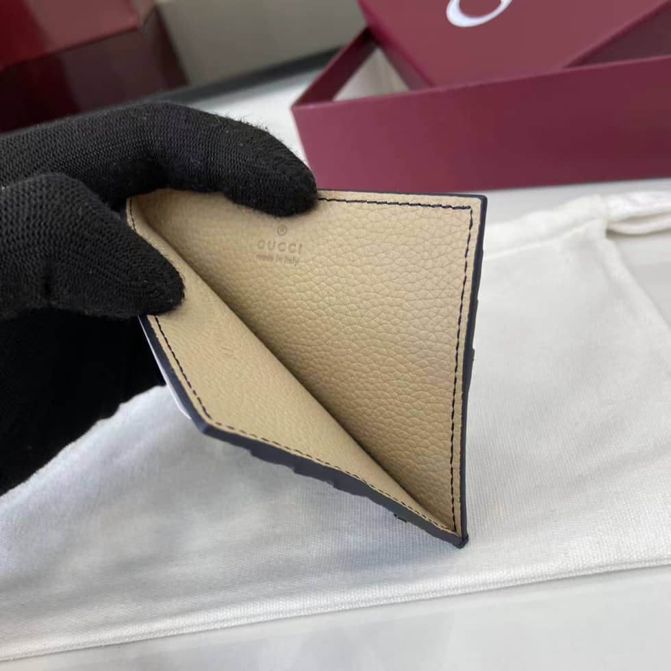 Gucci Logo Navy Blue Bi-color Card Case 817043_7_159658 Gucci Logo Navy Blue Bi-color Card Case 817043