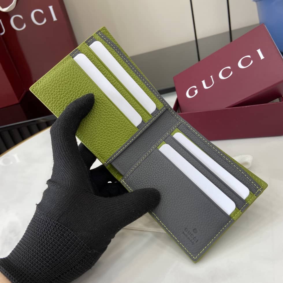 Gucci Leather Green Bi-color Bi-fold Wallet_6_159668 Gucci Leather Green Bi-color Bi-fold Wallet