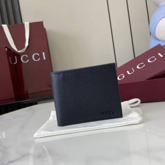 Gucci Leather Navy Bi-color Bi-fold Wallet 817019