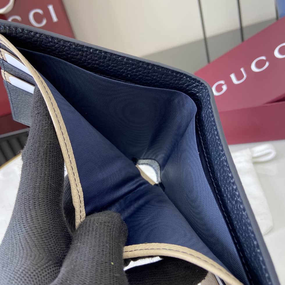 Gucci Leather Navy Bi-color Bi-fold Wallet 817019_8_159688 Gucci Leather Navy Bi-color Bi-fold Wallet 817019
