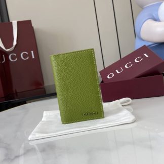 Gucci Leather Bi-color Card Case Green 817038