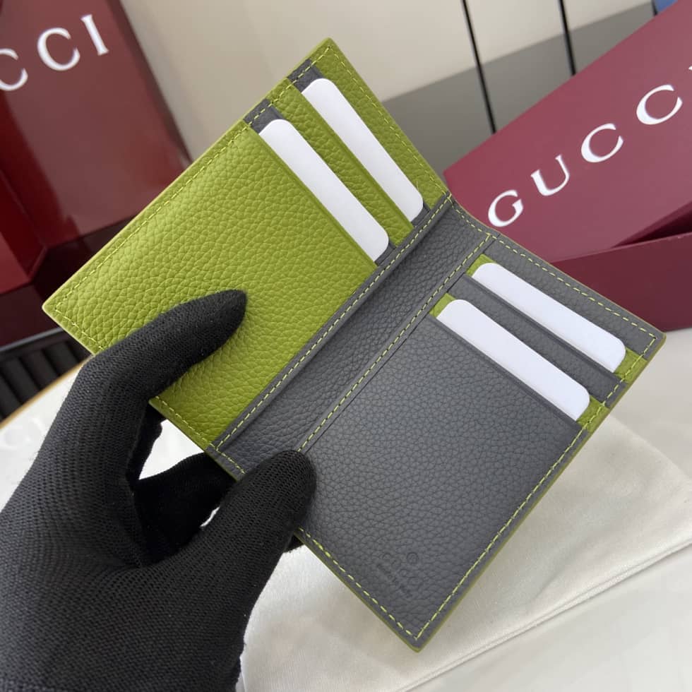 Gucci Leather Bi-color Card Case Green 817038_6_159698 Gucci Leather Bi-color Card Case Green 817038