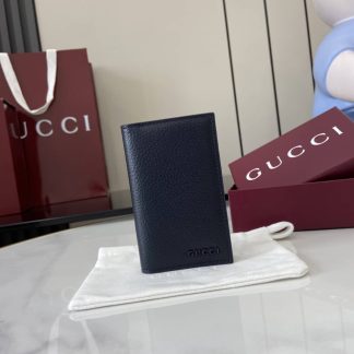 Gucci Leather Bi-color Card Case Navy 817038