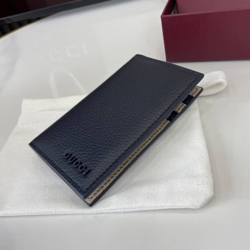 Gucci Leather Bi-color Card Case Navy 817038_3_159718 Gucci Leather Bi-color Card Case Navy 817038