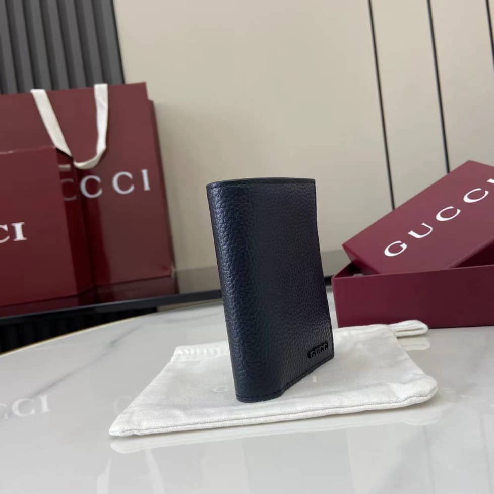 Gucci Leather Bi-fold Zipper Wallet Navy 817021_1_159738 Gucci Leather Bi-fold Zipper Wallet Navy 817021