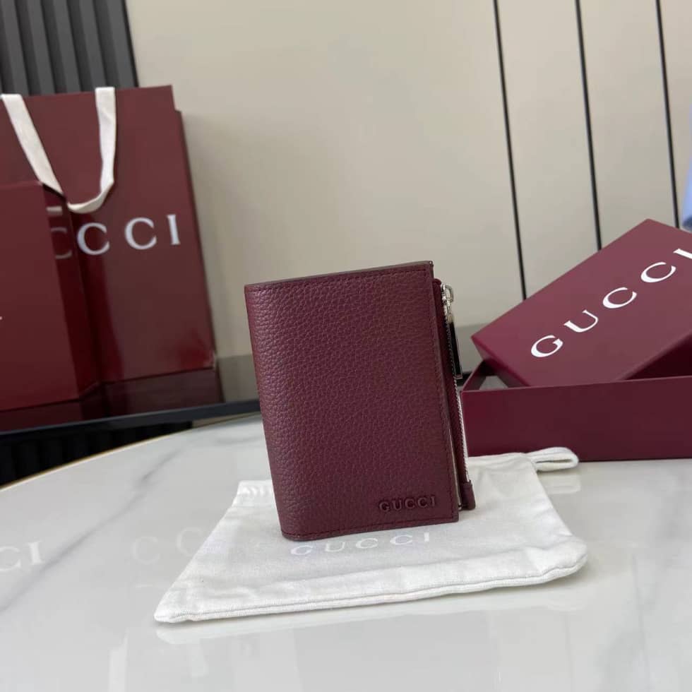 Gucci Leather Bi-fold Zipper Wallet Red 817021_10_159748 Gucci Leather Bi-fold Zipper Wallet Red 817021
