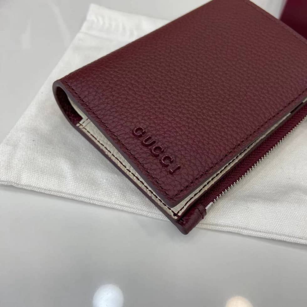 Gucci Leather Bi-fold Zipper Wallet Red 817021_4_159748 Gucci Leather Bi-fold Zipper Wallet Red 817021