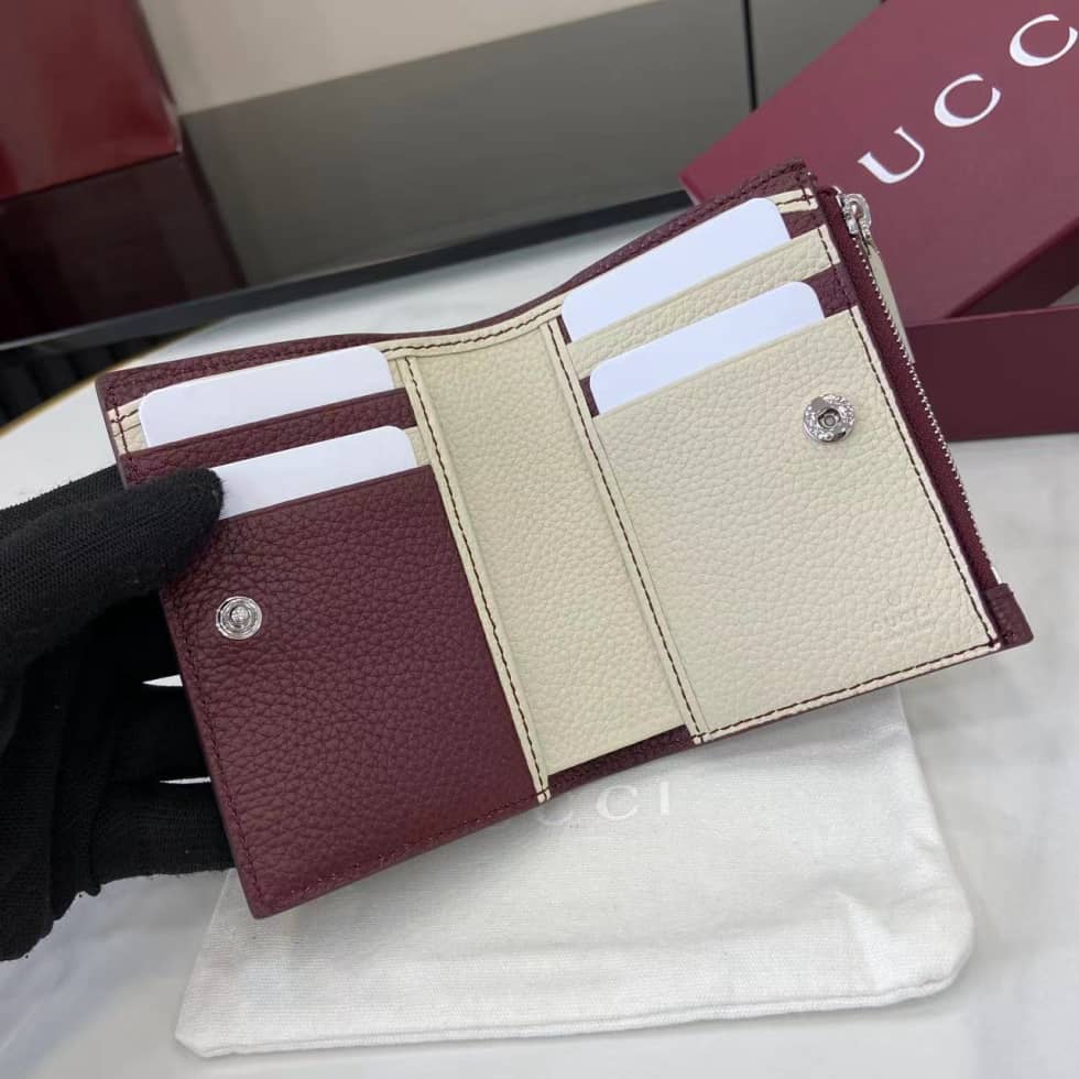 Gucci Leather Bi-fold Zipper Wallet Red 817021_6_159748 Gucci Leather Bi-fold Zipper Wallet Red 817021