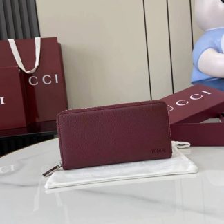 Gucci Leather Red Bi-color Zip Around Wallet