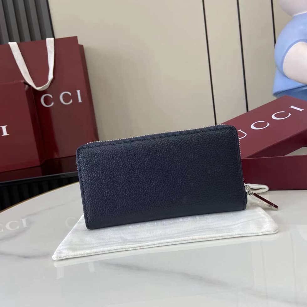 Gucci Leather Navy Bi-color Zip Around Wallet_1_159778 Gucci Leather Navy Bi-color Zip Around Wallet