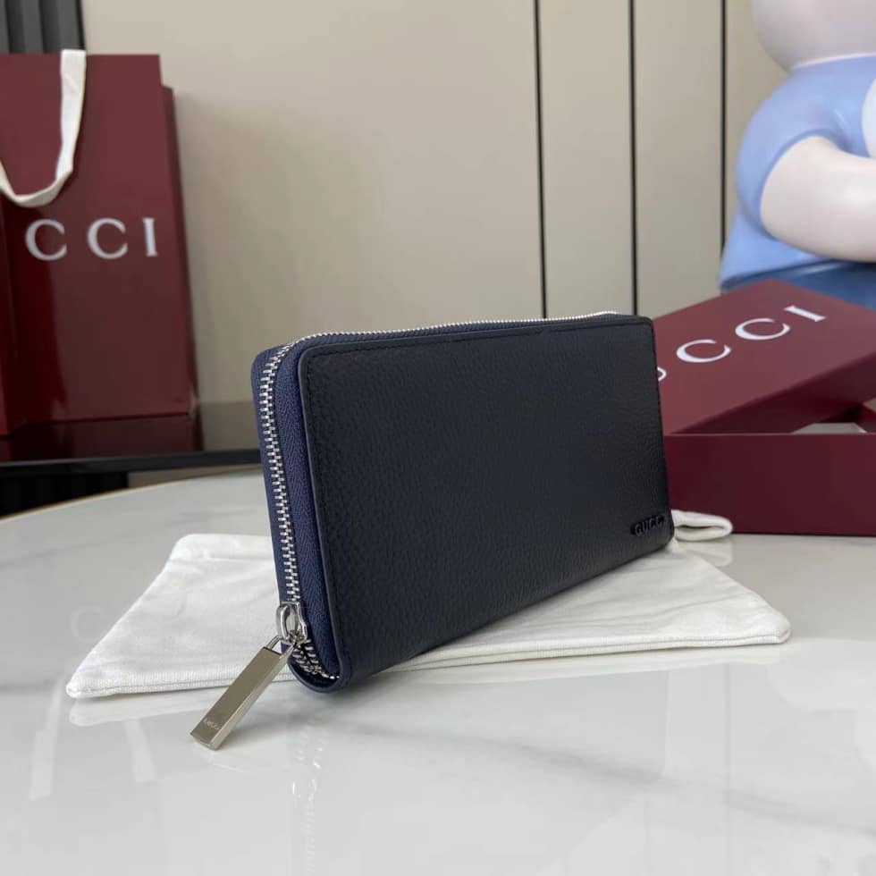 Gucci Leather Navy Bi-color Zip Around Wallet_2_159778 Gucci Leather Navy Bi-color Zip Around Wallet
