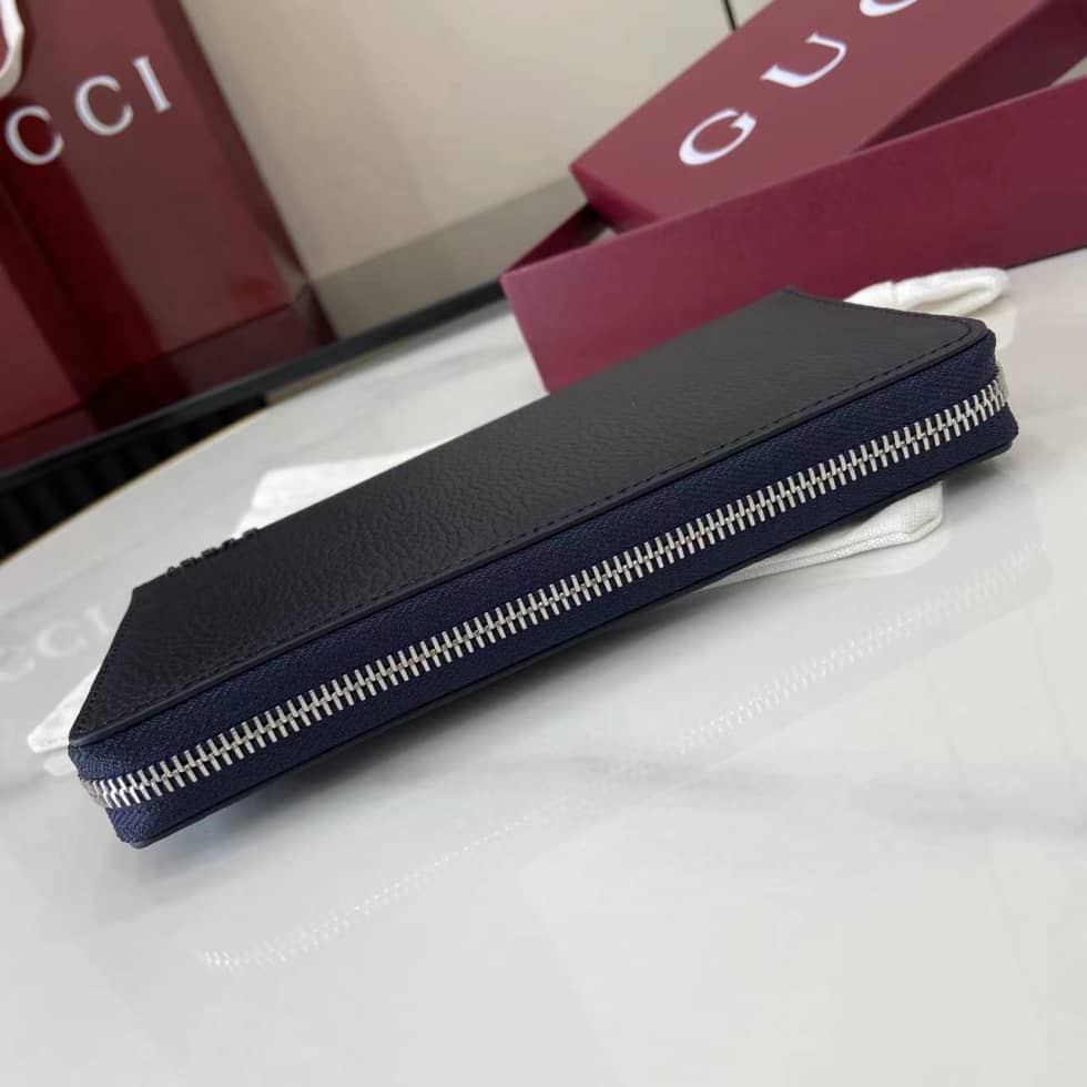 Gucci Leather Navy Bi-color Zip Around Wallet_3_159778 Gucci Leather Navy Bi-color Zip Around Wallet