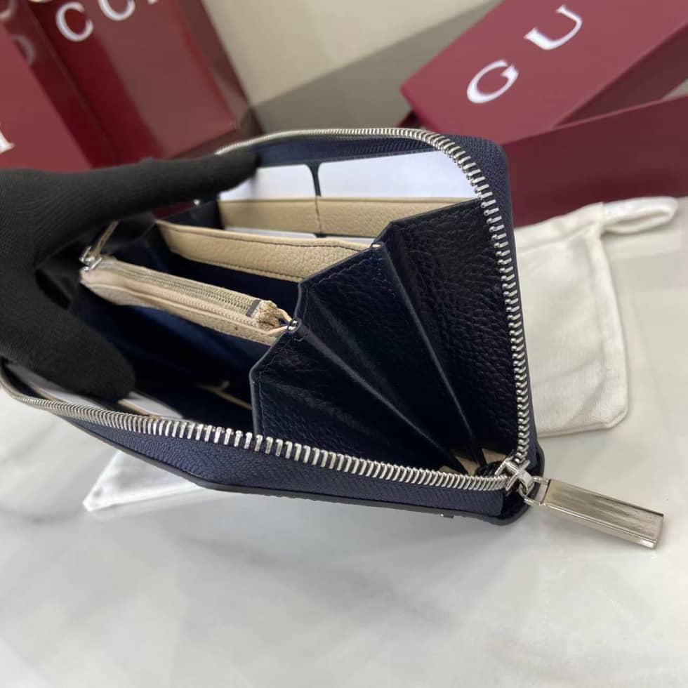 Gucci Leather Navy Bi-color Zip Around Wallet_6_159778 Gucci Leather Navy Bi-color Zip Around Wallet