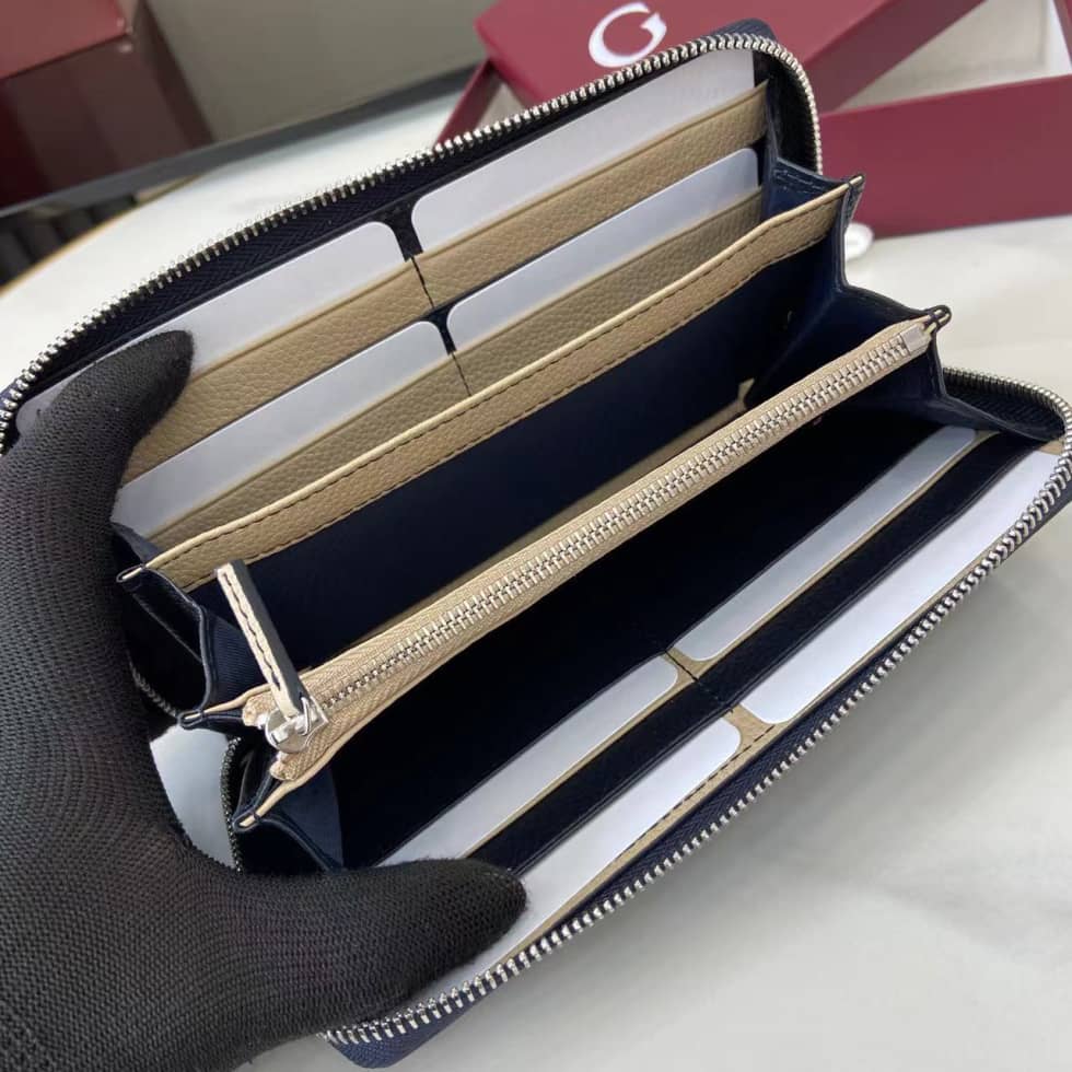 Gucci Leather Navy Bi-color Zip Around Wallet_7_159778 Gucci Leather Navy Bi-color Zip Around Wallet