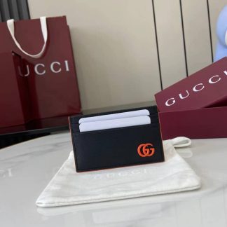Gucci GG Marmont Card Case Black Orange 835049