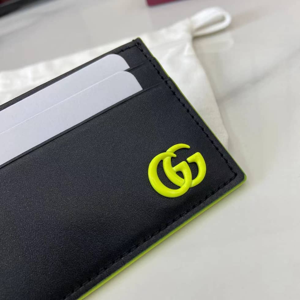 Gucci GG Marmont Card Case Black Green 835049_5_159808 Gucci GG Marmont Card Case Black Green 835049