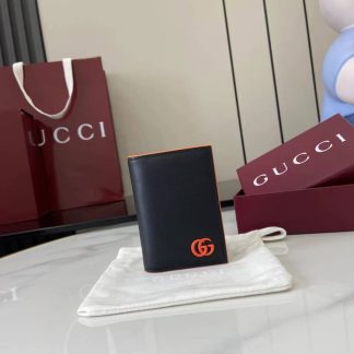 Gucci GG Marmont Card Case Black Orange 835053