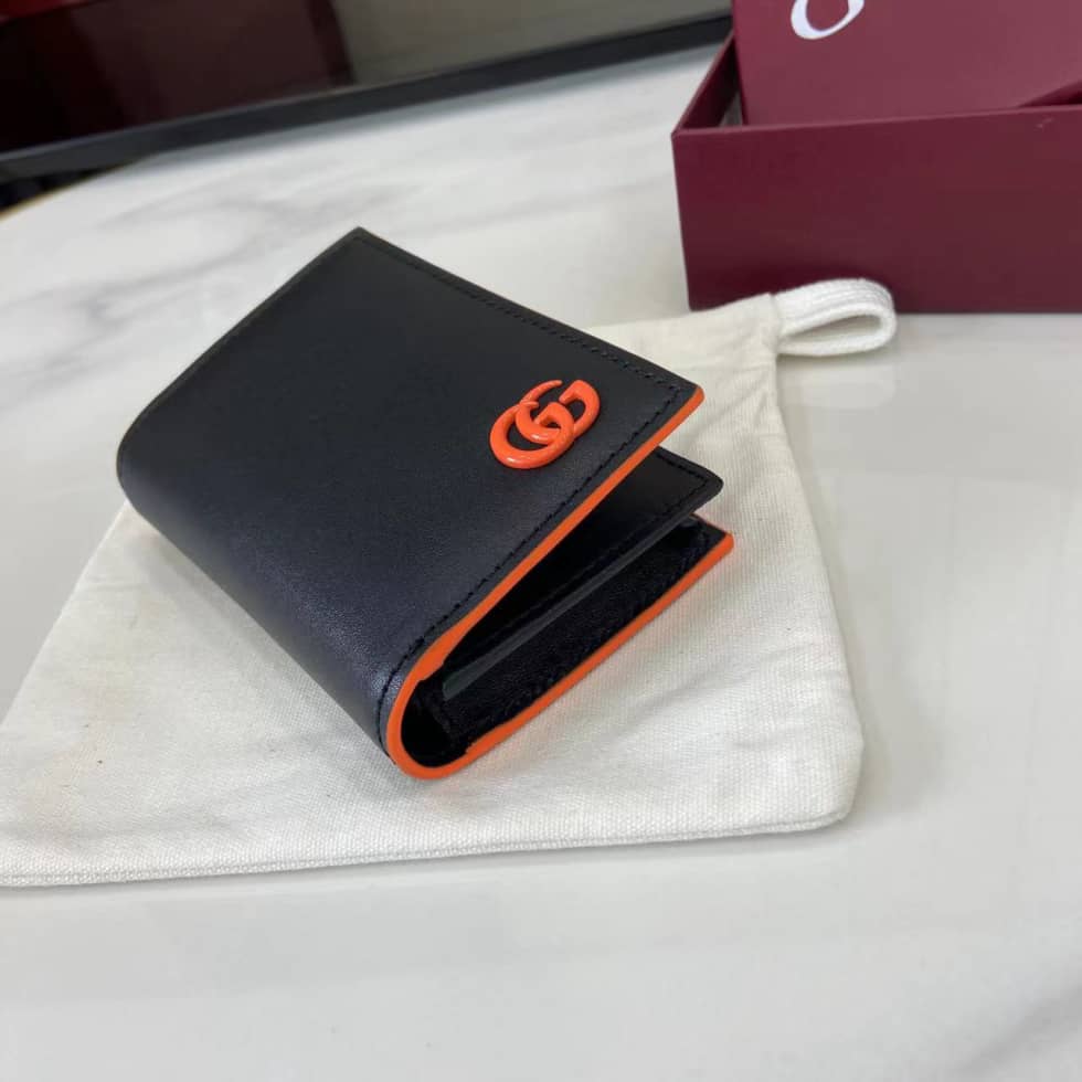 Gucci GG Marmont Card Case Black Orange 835053_3_159838 Gucci GG Marmont Card Case Black Orange 835053