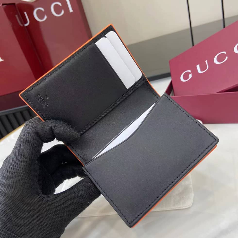 Gucci GG Marmont Card Case Black Orange 835053_6_159838 Gucci GG Marmont Card Case Black Orange 835053