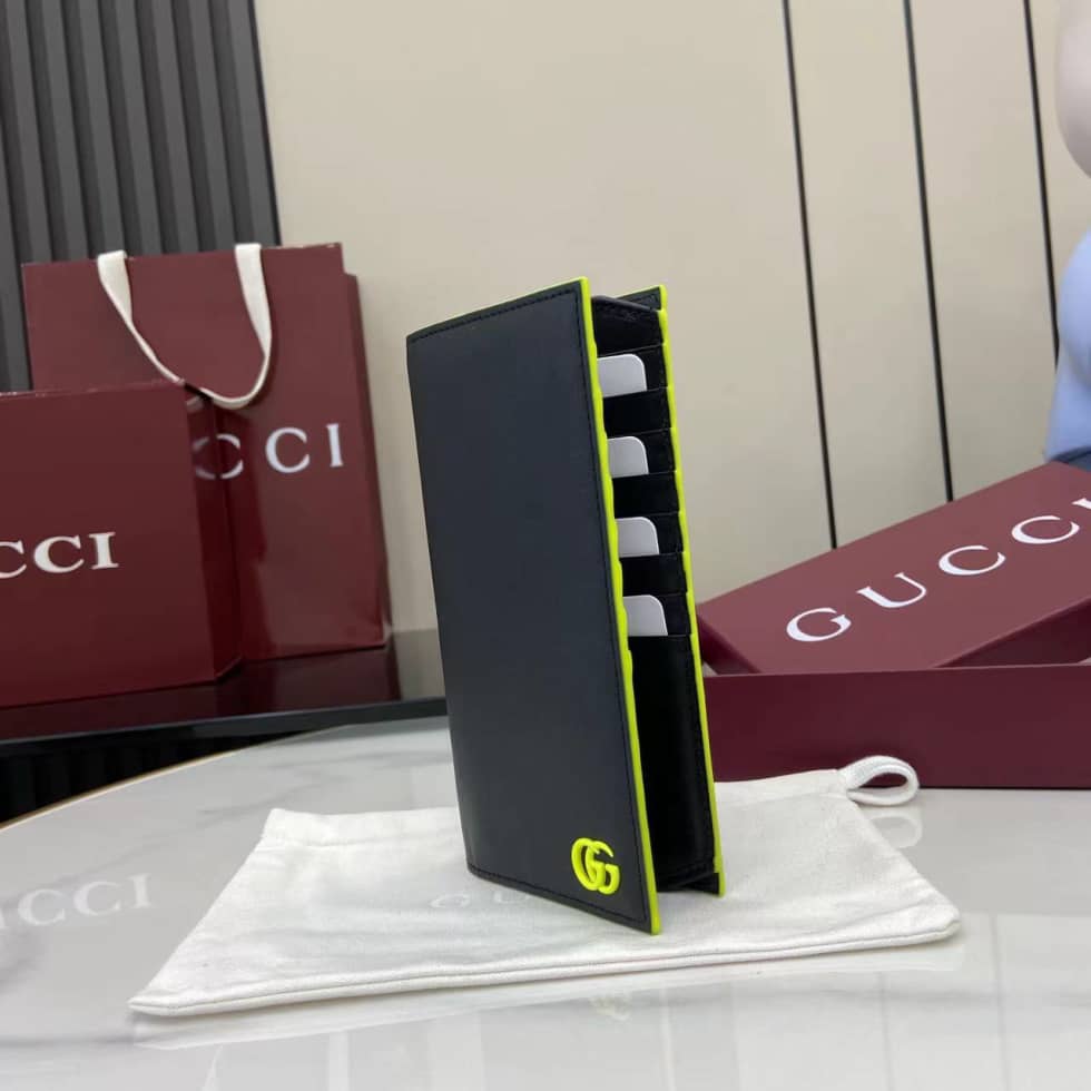 Gucci GG Marmont Leather Black Green Long Wallet_3_159848 Gucci GG Marmont Leather Black Green Long Wallet