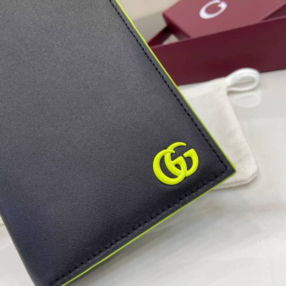 Gucci GG Marmont Leather Black Green Long Wallet_5_159848 Gucci GG Marmont Leather Black Green Long Wallet