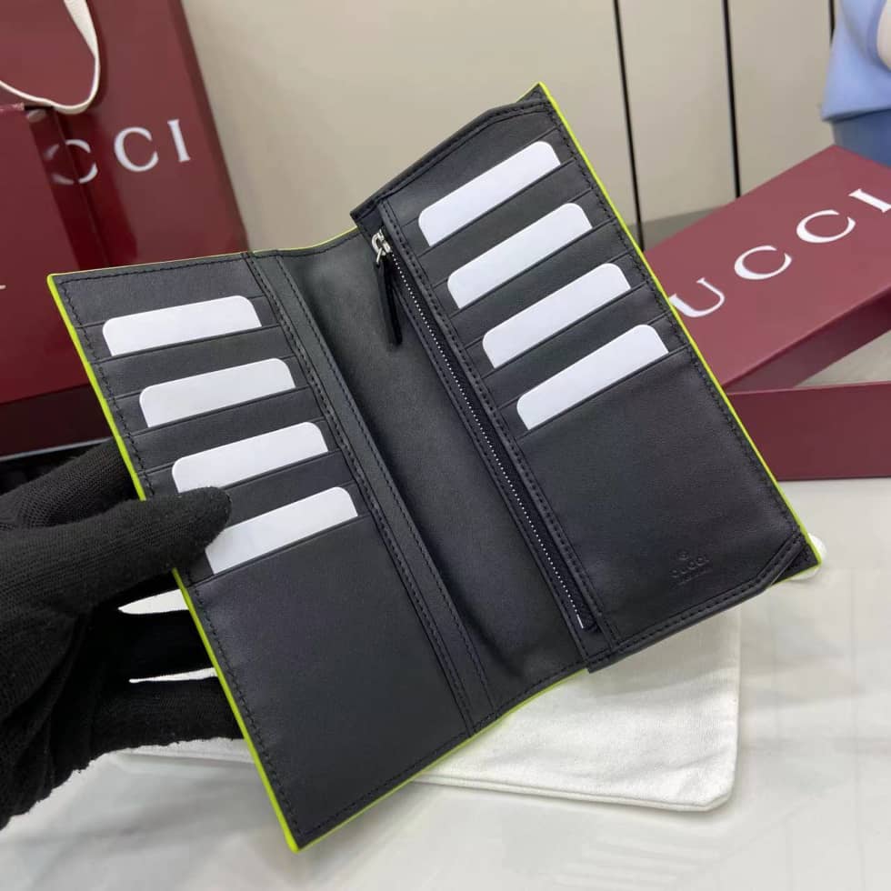 Gucci GG Marmont Leather Black Green Long Wallet_6_159848 Gucci GG Marmont Leather Black Green Long Wallet