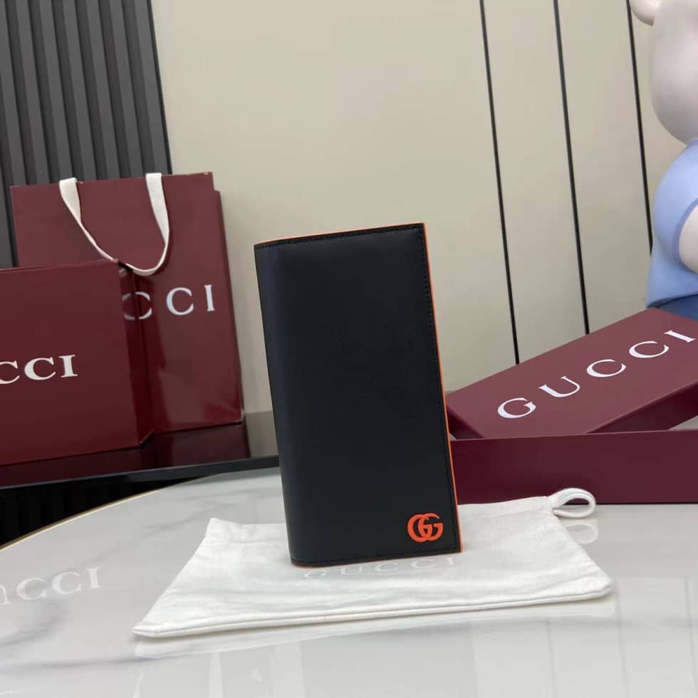Gucci GG Marmont Leather Black Orange Long Wallet_10_159858 Gucci GG Marmont Leather Black Orange Long Wallet