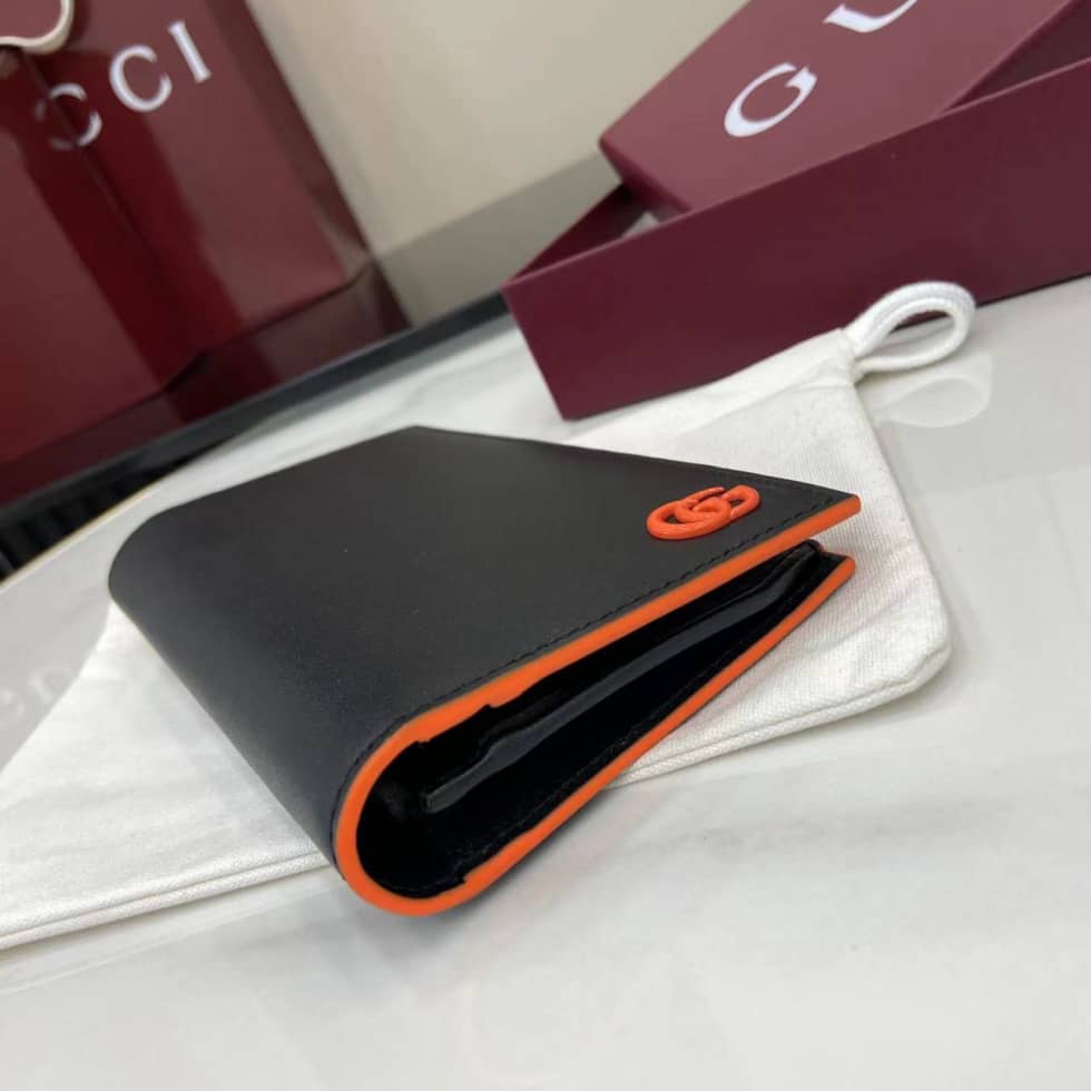 Gucci GG Marmont Leather Black Orange Long Wallet_4_159858 Gucci GG Marmont Leather Black Orange Long Wallet