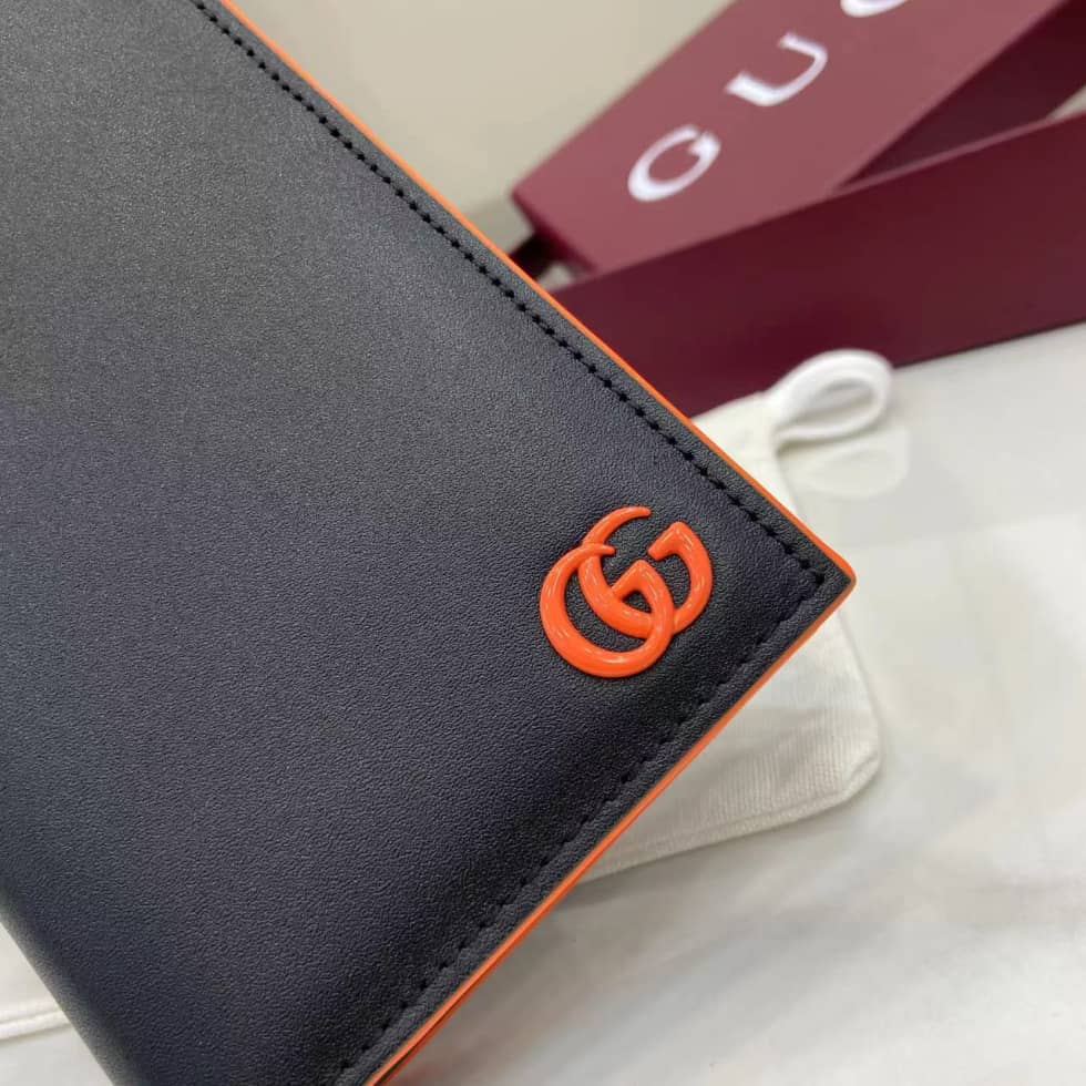 Gucci GG Marmont Leather Black Orange Long Wallet_5_159858 Gucci GG Marmont Leather Black Orange Long Wallet