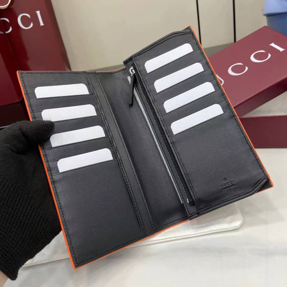 Gucci GG Marmont Leather Black Orange Long Wallet_6_159858 Gucci GG Marmont Leather Black Orange Long Wallet
