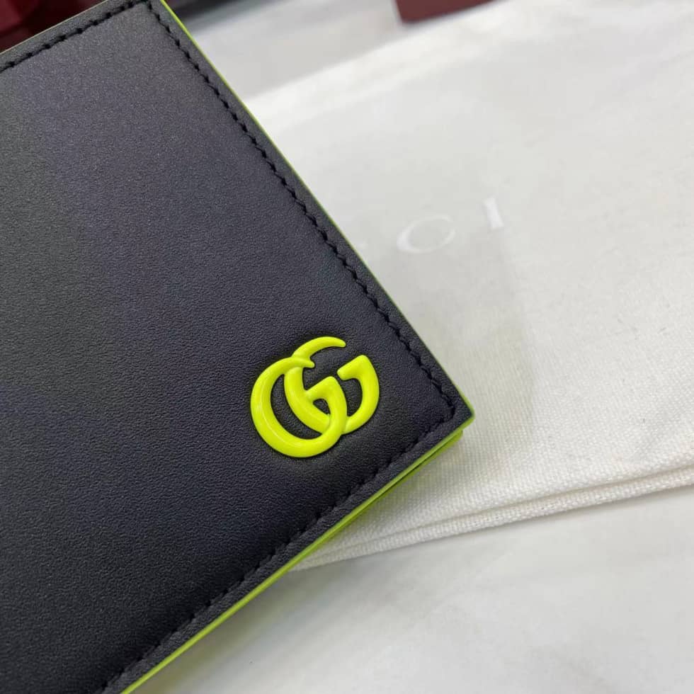 Gucci GG Marmont Bi-fold Coin Wallet Black Green_5_159878 Gucci GG Marmont Bi-fold Coin Wallet Black Green