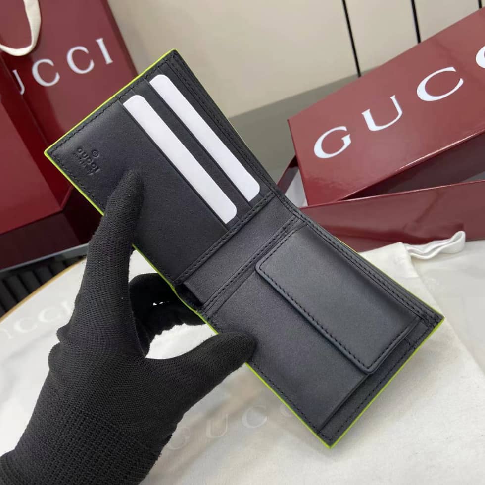 Gucci GG Marmont Bi-fold Coin Wallet Black Green_6_159878 Gucci GG Marmont Bi-fold Coin Wallet Black Green