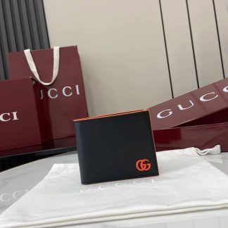 Gucci GG Marmont Bi-fold Coin Wallet Black Orange
