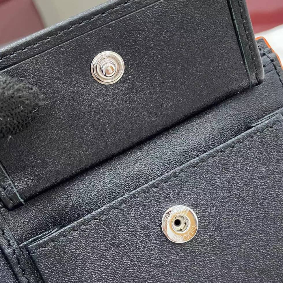 Gucci GG Marmont Bi-fold Coin Wallet Black Orange_8_159888 Gucci GG Marmont Bi-fold Coin Wallet Black Orange