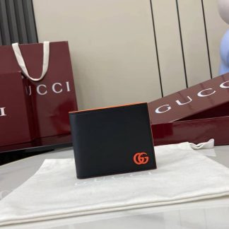 Gucci GG Marmont Bi-fold Wallet Black Orange 835047