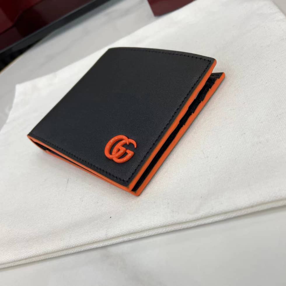 Gucci GG Marmont Bi-fold Wallet Black Orange 835047_3_159918 Gucci GG Marmont Bi-fold Wallet Black Orange 835047