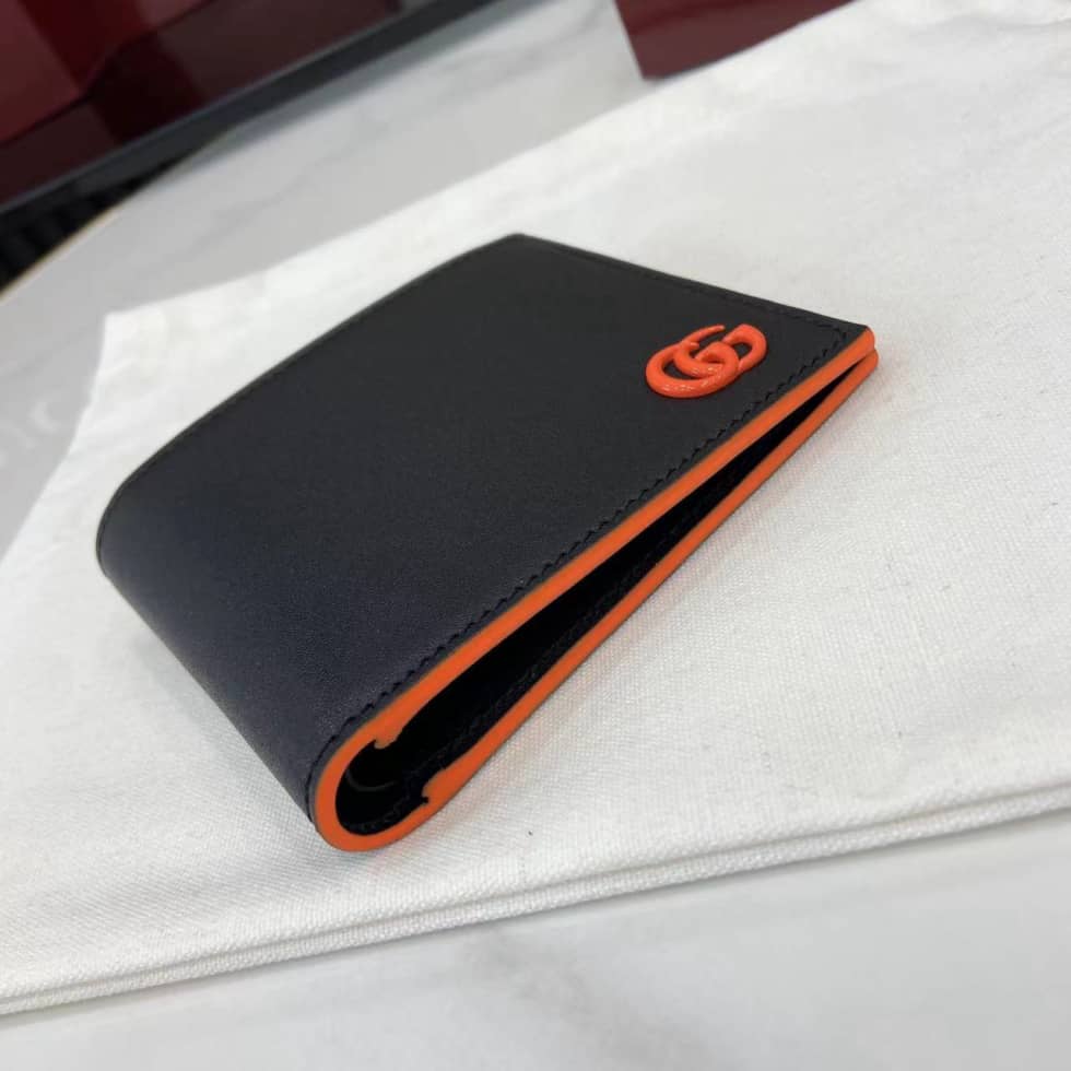 Gucci GG Marmont Bi-fold Wallet Black Orange 835047_4_159918 Gucci GG Marmont Bi-fold Wallet Black Orange 835047