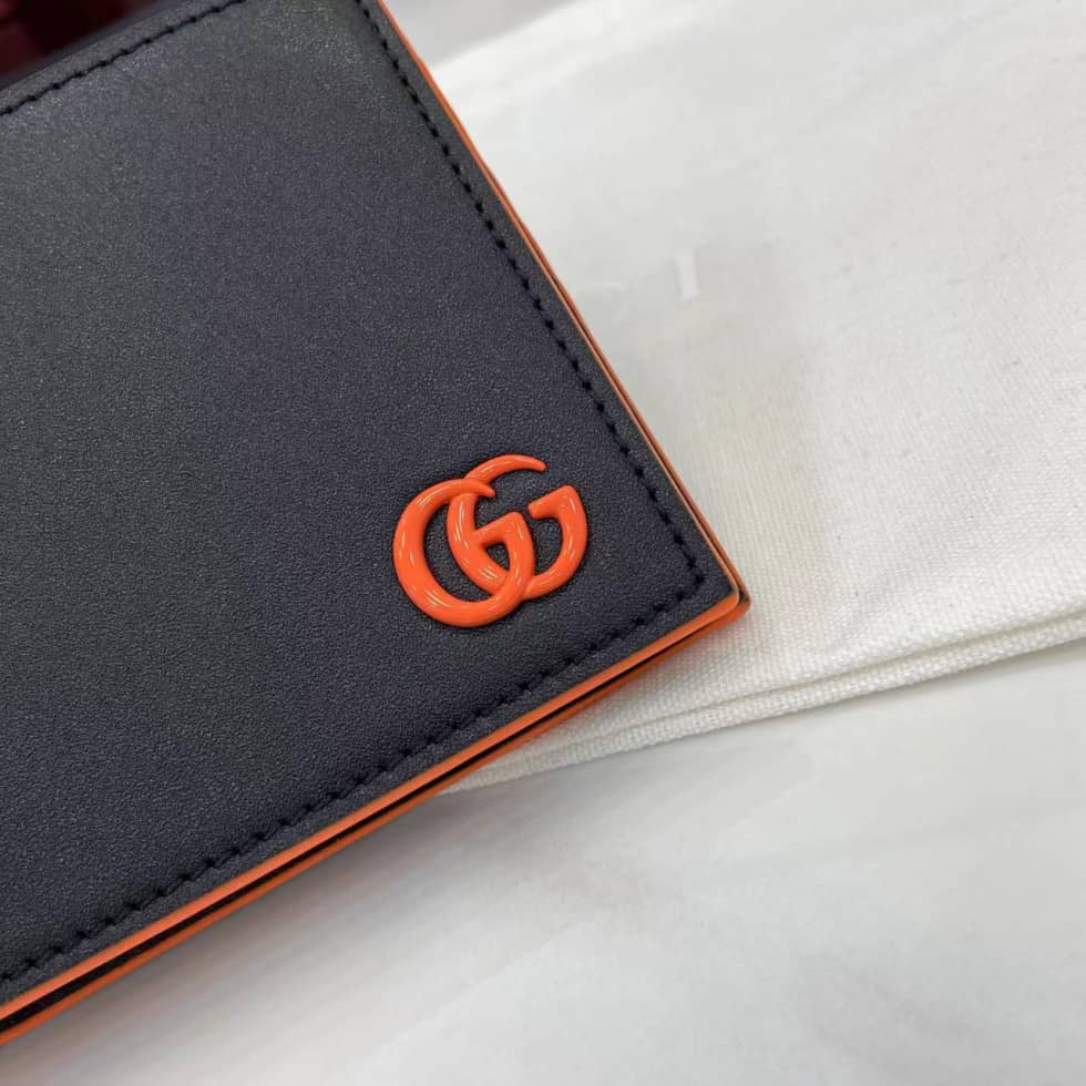 Gucci GG Marmont Bi-fold Wallet Black Orange 835047_5_159918 Gucci GG Marmont Bi-fold Wallet Black Orange 835047