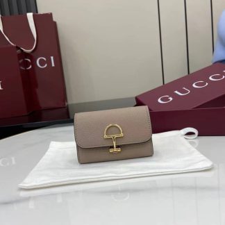Gucci Softbit Leather Taupe Card Case 828148