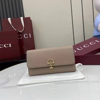 Gucci Softbit Leather Taupe Continental Wallet