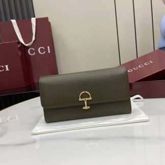 Gucci Softbit Leather Green Continental Wallet