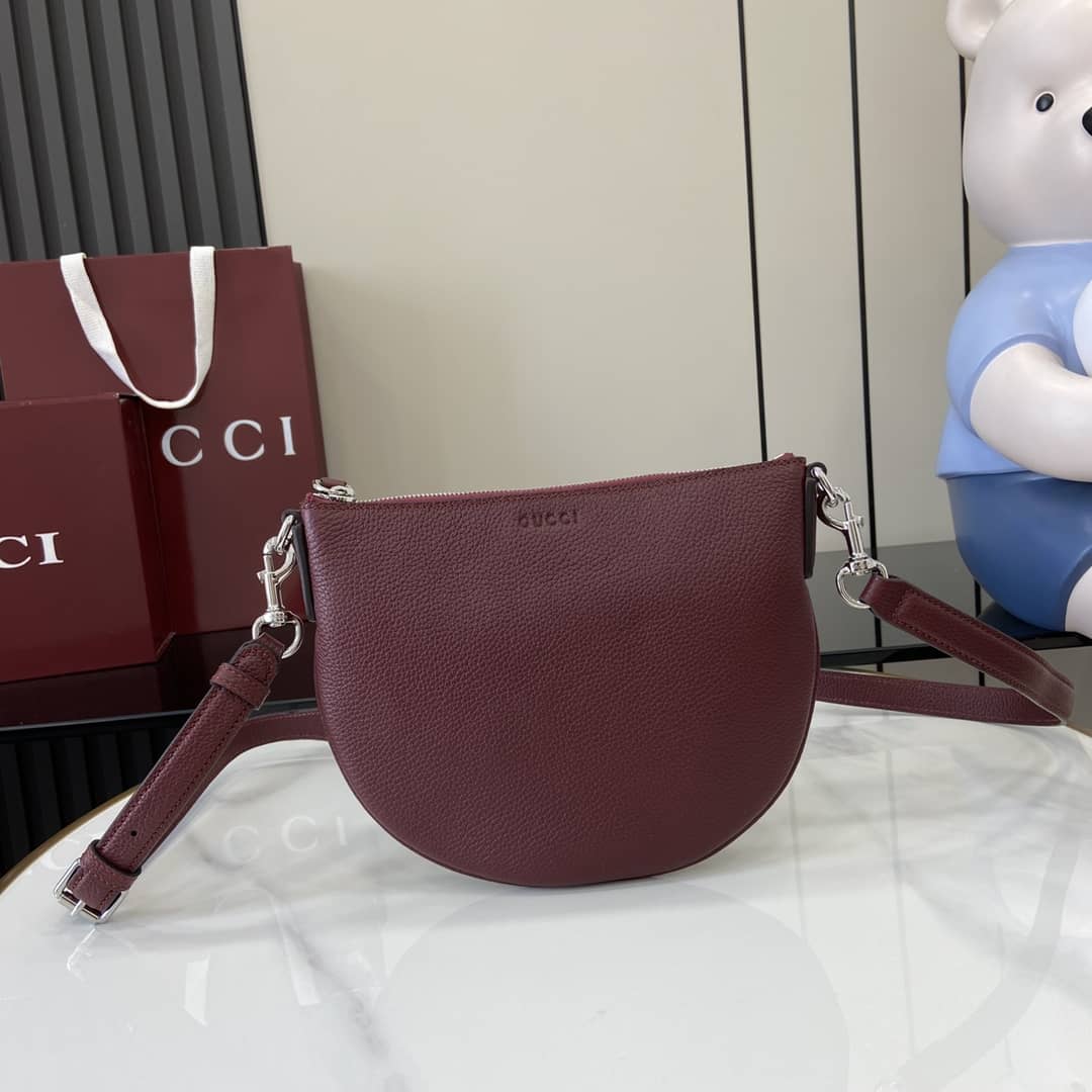 Gucci B Leather Burgundy Small Shoulder Bag 824529_10_160158 Gucci B Leather Burgundy Small Shoulder Bag 824529