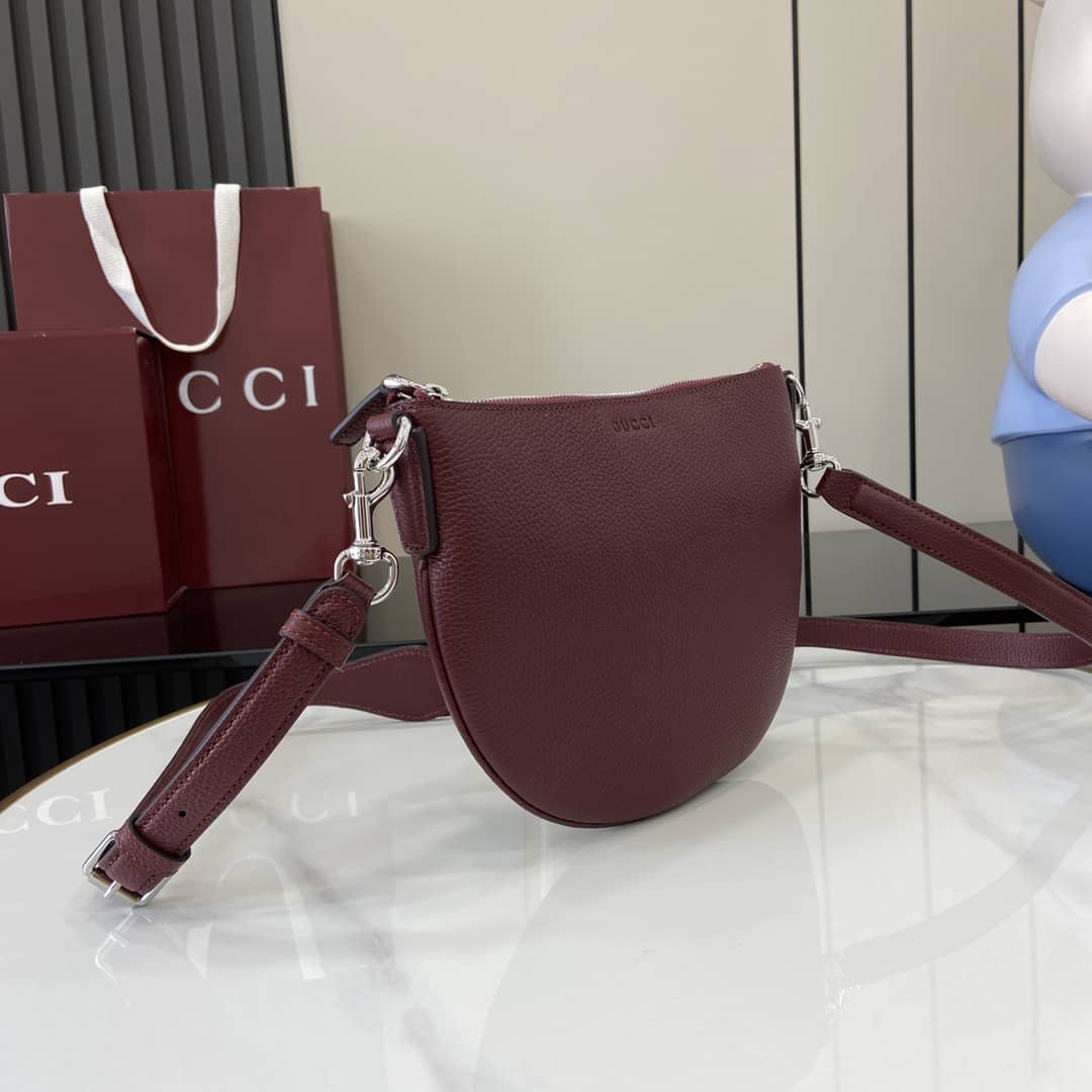 Gucci B Leather Burgundy Small Shoulder Bag 824529_2_160158 Gucci B Leather Burgundy Small Shoulder Bag 824529