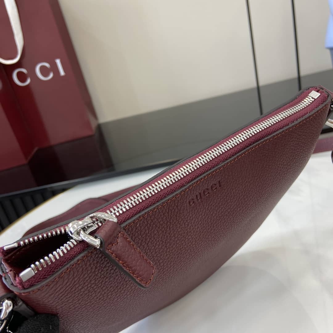 Gucci B Leather Burgundy Small Shoulder Bag 824529_6_160158 Gucci B Leather Burgundy Small Shoulder Bag 824529